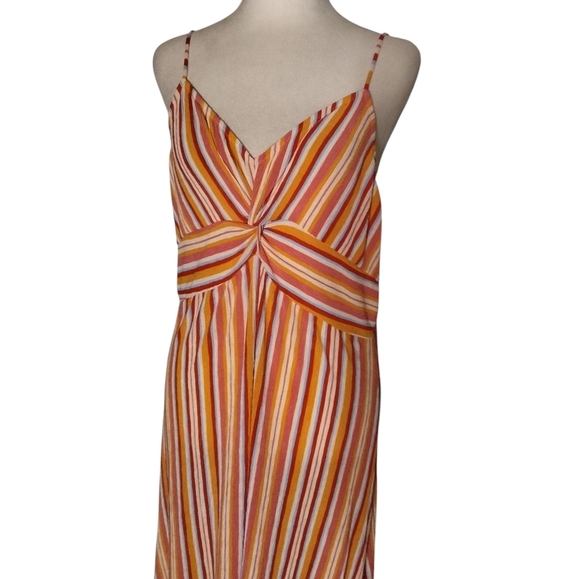 MNG Mango Vibrant Striped Twist Front Flowy Maxi Dress Size 8 NWT - Picture 4 of 10